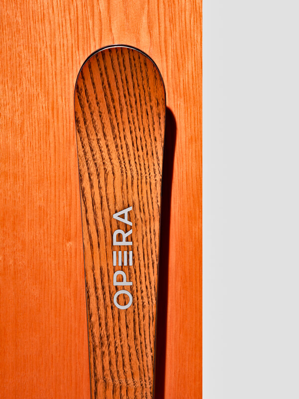 operaskis ski with bamboo sidewall and real wood topsheet in color orange ash